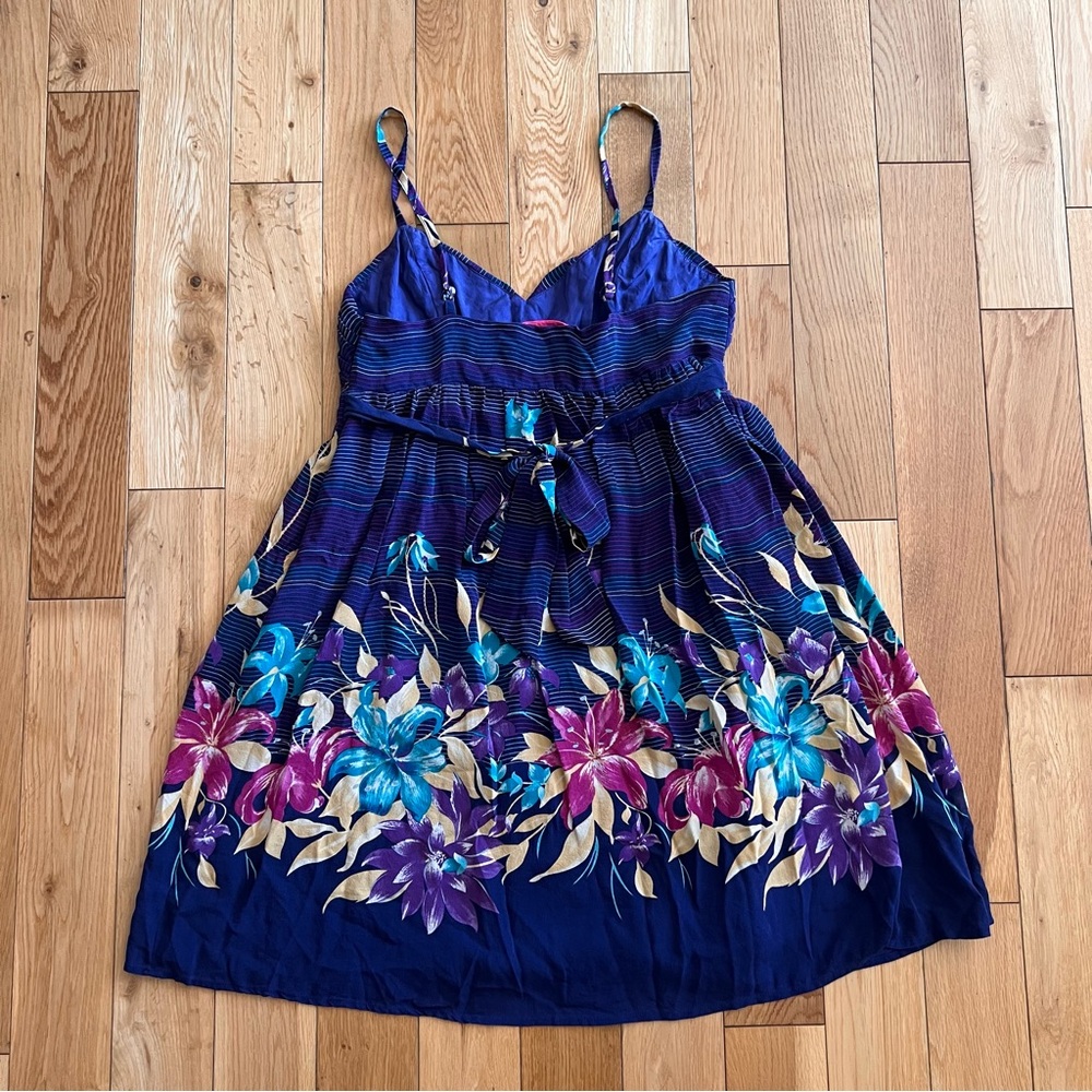 Yumi Kim Womens 100% Silk Purple Floral Sleeveless Mini Dress Size Medium - Picture 6 of 10